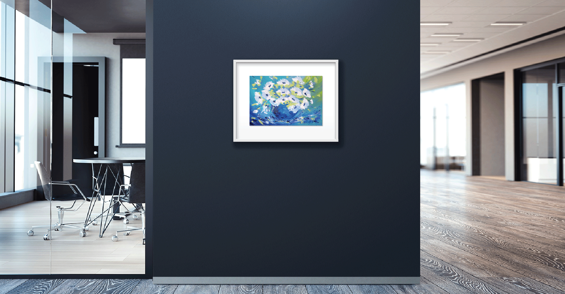 Blue Flowers on Canvas