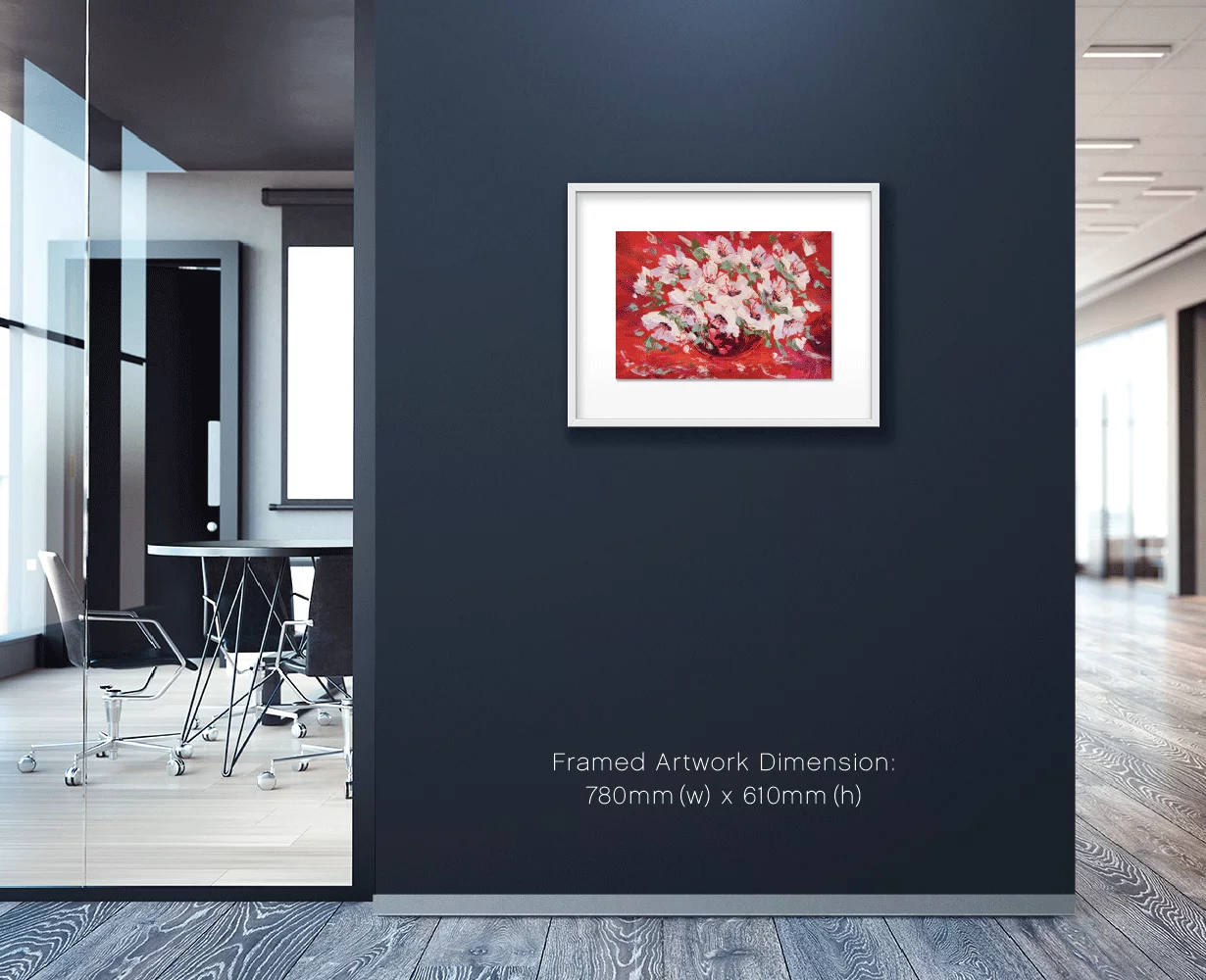 Pink Flowers on Canvas - Image 2